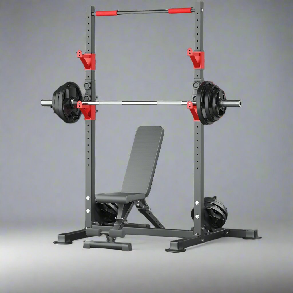 Basic adjustable squat rack.