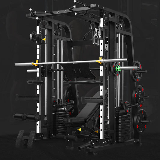 Commercial quality smith machine and integrated cables.